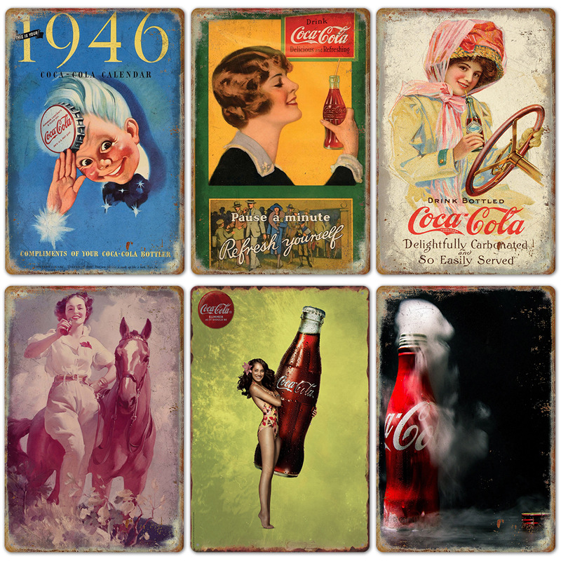 Coffee Tea Poster - Vintage Cola Logo Poster in metallo