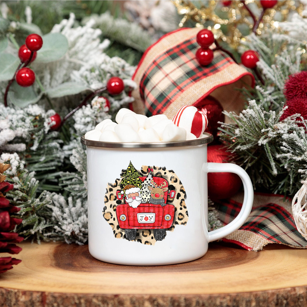 Coffee Tea And Cocoa - Christmas Joy Deer babbo natale Print