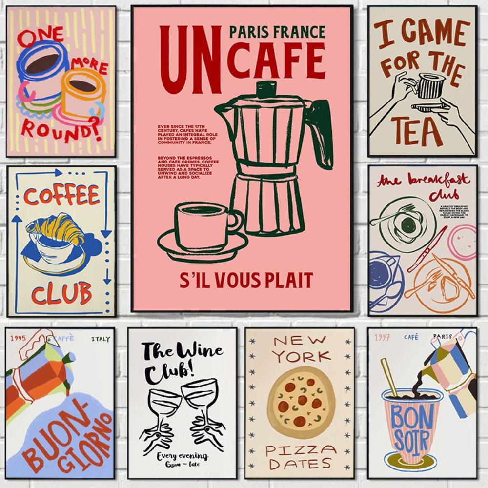 Coffee Tea Poster - Poster Retrò con Caffetteria, Tè Pomeridiano,