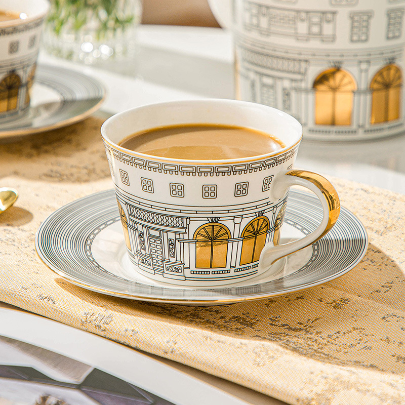 Coffee Tea Set Up - Tazza architettonica e piattino Tazza da
