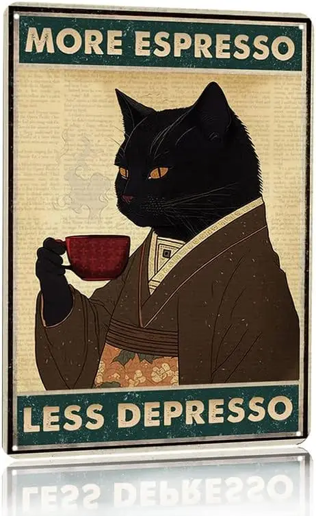 Poster Vintage Gatto Nero Caff - Coffee Tea Poster recensione e prezzo